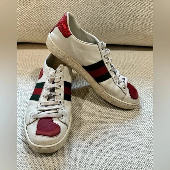 GUCCI Ace Low Heart - 435638-A38M0-9074 size 35.5/US 5.5 - Picture 9 of 16